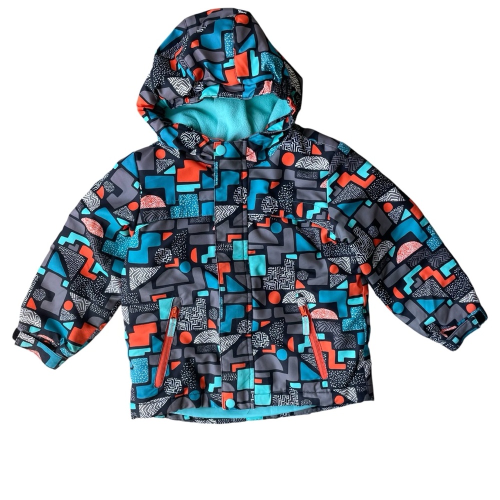 Cat & Jack Boys Hooded Coat Size 4T Turquoise Orange Black Winter Jacket